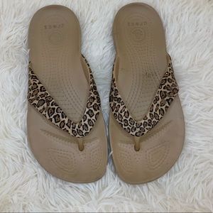 Leopard Croc flip flops